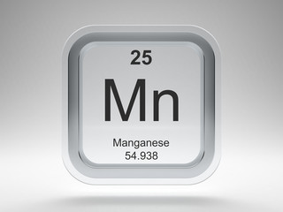 Manganese symbol on modern glass and metal rounded square icon