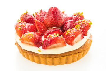 Sweet dessert with strawberry on top of tart