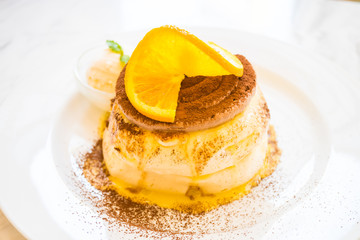 Pancake with orange on top