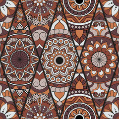 Seamless pattern. Vintage decorative elements. Hand drawn background. Islam, Arabic, Indian, ottoman motifs. Perfect for printing on fabric or paper.