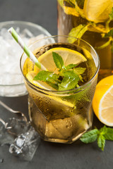 Ice tea with lemon and mint