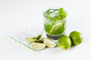 Mojito cocktail on white background