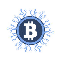 Obraz premium Bitcoins digital currency technology. Blockchain network illustration.