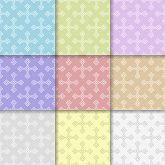Geometric backgrounds. Set of colored seamless patterns