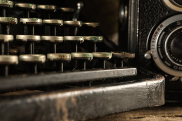 Machine à écrire vintage,  closeup, 