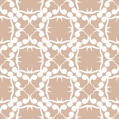 Seamless beige pattern with white wallpaper ornaments