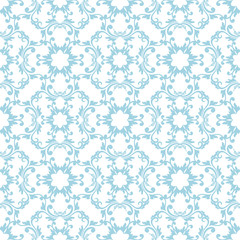 Seamless blue and white pattern with wallpaper ornaments