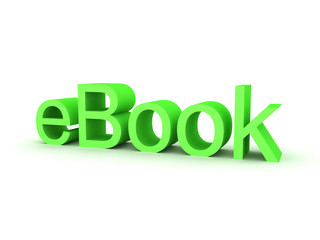 3D illustration of green eBook text