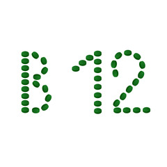 B12 vitamins pills vector Illustration