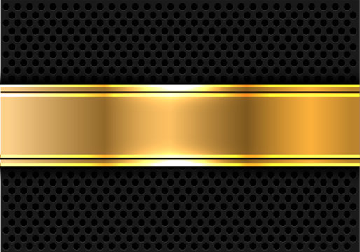 Abstract gold banner on gray circle mesh design modern luxury futuristic background vector illustration.