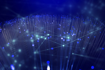 global of ai robotic, signal of data, technology abstract futuristic cyber net web connect to...