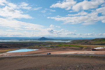 Geothermal area near lake Myvatn in Iceland