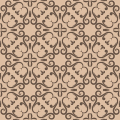 Seamless beige pattern with wallpaper ornaments