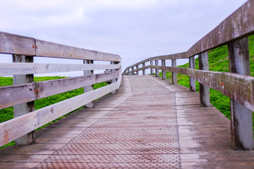 Walk way around the island at Phillip island beautiful green grass.