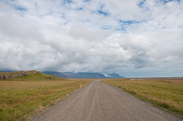 Fototapeta na wymiar Icelandic countryside road in east Iceland