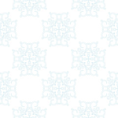 Seamless blue and white pattern with wallpaper ornaments