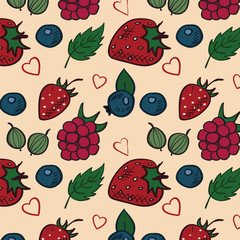 Seamless pattern with berries