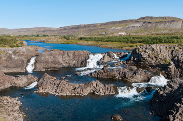 Waterfall Glanni in Nordura River in Borgarfjordur in Iceland