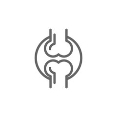 Simple joint and knee line icon. Symbol and sign vector illustration design. Editable Stroke. Isolated on white background