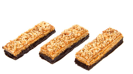 Chocolate wafers isolated on a white background