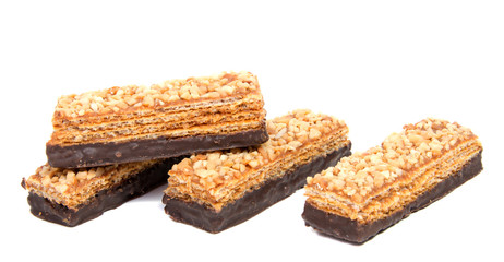 Chocolate wafers isolated on a white background