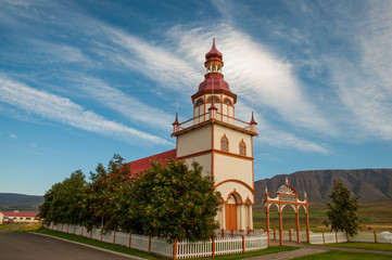 Fototapeta na wymiar Church of Grund in Eyjafjordur Iceland