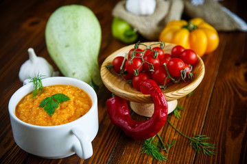 Stewed steamed zucchini with vegetables