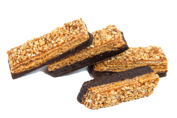 Chocolate wafers isolated on a white background