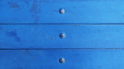 Blue painted wood rivets texture. Wooden wall surface background.