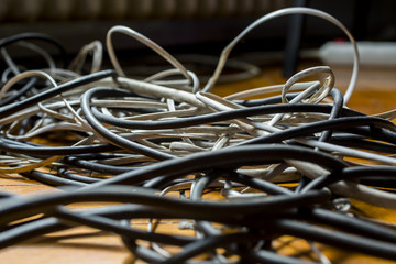 Closeup electric cables