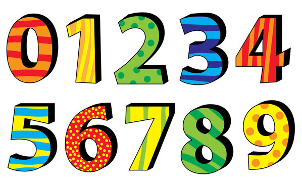 Cartoon colored numbers stickers set Stock Vector by ©Playstock