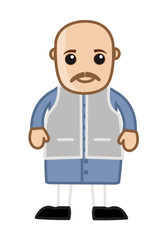 Cartoon Bald Man Character Portrait