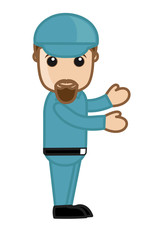 Gesturing Cartoon Taxi Driver Character