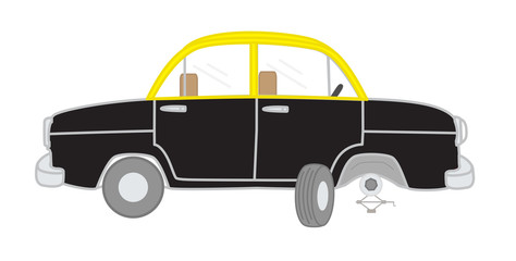 Naklejka premium Puncture Tyre Car