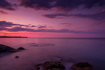 Sunset and dramatic set of clouds