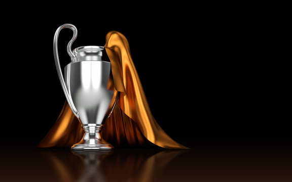 Europe Cup. Silver trophy. Football championship 2017. 3d render