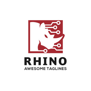 Rhino techno Logo Business template vector illustration