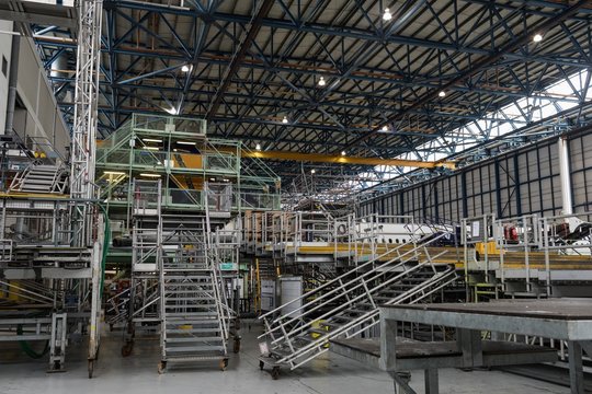Aircraft maintenance platforms at airlines maintenance facility