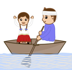 Happy Girl Jumping in Boat