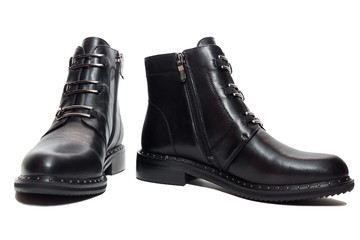 Female winter leather shoes
