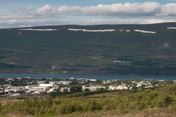 Town of Akureyri in Iceland