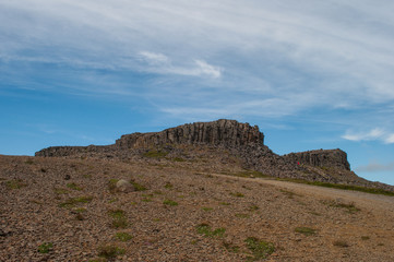 Fototapeta premium Borgarvirki is a columnar basalt fortress and a volcanic plug on Vatnsnes peninsula in North Iceland