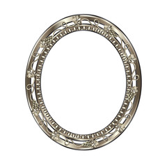 Decorative frame of silvery color of an oval form