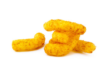 Peanut, corn puffs isolated with white background