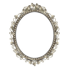 Decorative frame of silvery color of an oval form