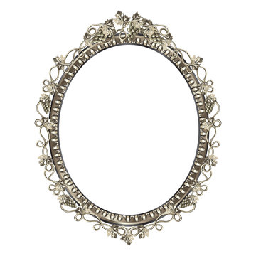Decorative frame of silvery color of an oval form