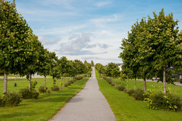 Fototapeta na wymiar path in the suburbs of Naestved in Denmark