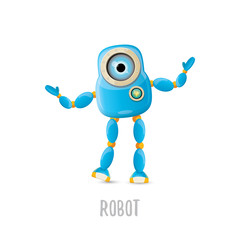 vector funny cartoon blue robot character