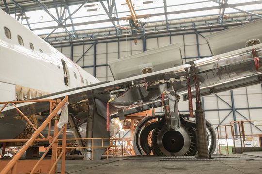 Aircraft at airlines maintenance facility