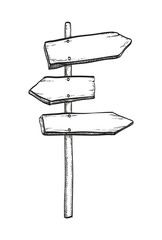 Ink sketch of wooden signpost © alhontess